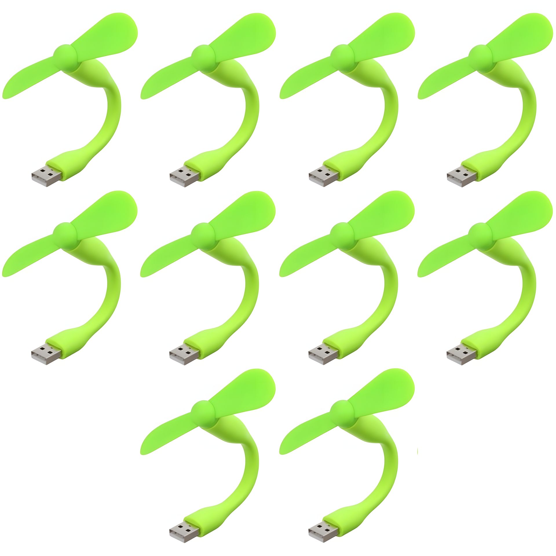 Зелений USB вентилятор мобільний, від повербанка і ноутбука, комплект 10шт Зелений USB вентилятор мобільний, від повербанка і ноутбука, комплект 10шт