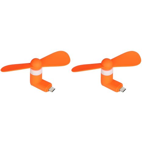 Комплект из 2шт: оранжевый мобильный вентилятор MicroUSB, для телефона, повербанка, ноутбука Комплект из 2шт: оранжевый мобильный вентилятор MicroUSB, для телефона, повербанка, ноутбука