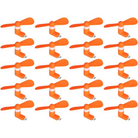 Оранжевый MicroUSB вентилятор мобильный, для ноутбука, повербанка, телефона, комплект из 50шт