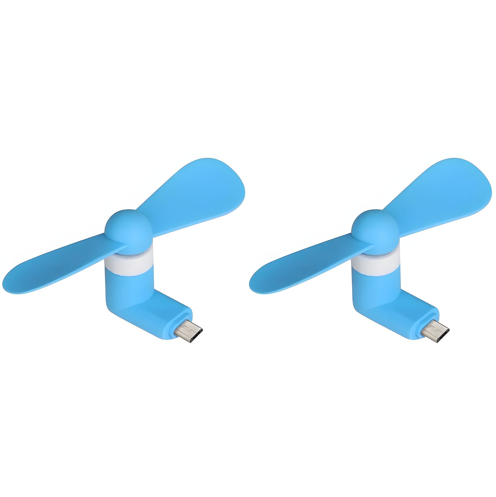 Комплект из 2шт: синий мобильный вентилятор MicroUSB, для телефона, повербанка, ноутбука Комплект из 2шт: синий мобильный вентилятор MicroUSB, для телефона, повербанка, ноутбука