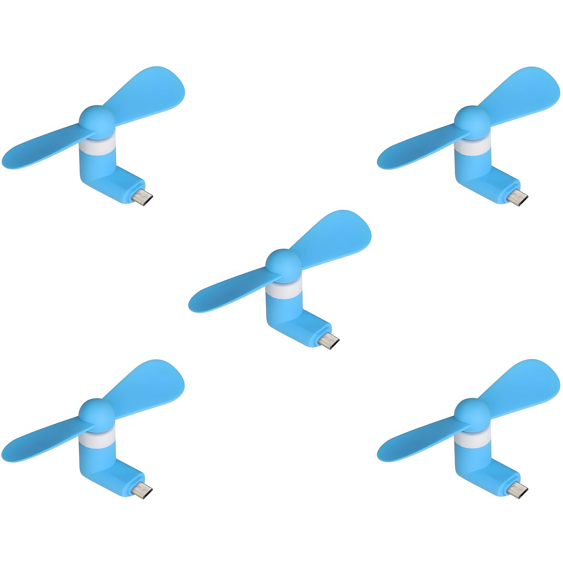Комплект з 5-ти мобільних вентиляторів microUSB, синій Комплект з 5-ти мобільних вентиляторів microUSB, синій