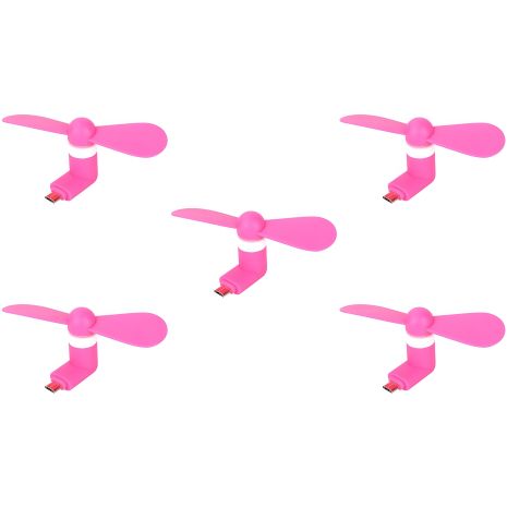 Розовый вентилятор с MicroUSB, для телефона и ноутбука, комплект 5 шт Розовый вентилятор с MicroUSB, для телефона и ноутбука, комплект 5 шт