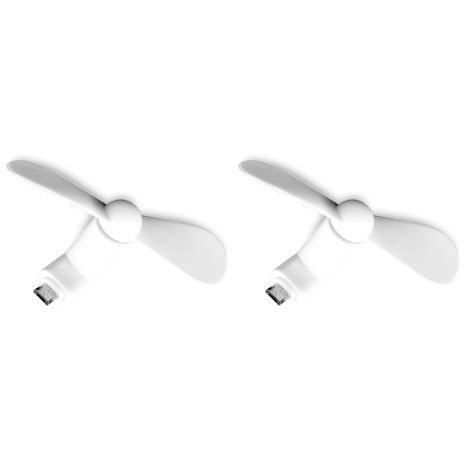 Мобильный вентилятор MicroUSB белый, от телефона, повербанка, ноутбука, комплект 2шт