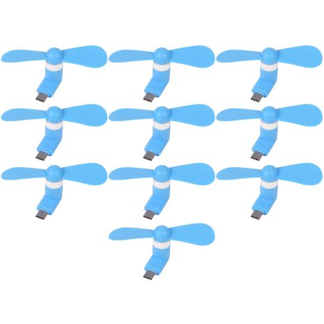 Мобильный вентилятор Type-C синий, от телефона, повербанка, ноутбука, комплект 10шт