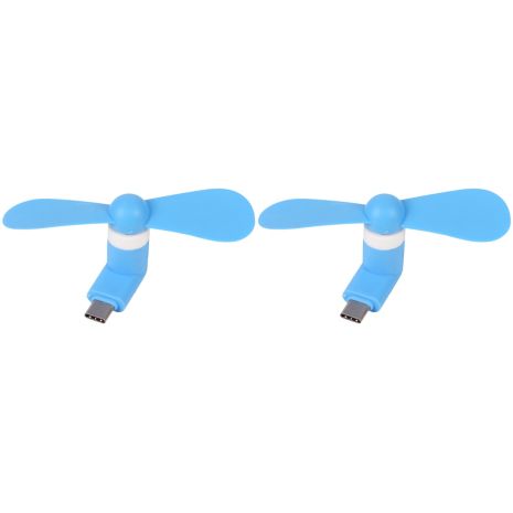 Мобильный вентилятор Type-C синий, от телефона, повербанка, ноутбука, комплект 2шт