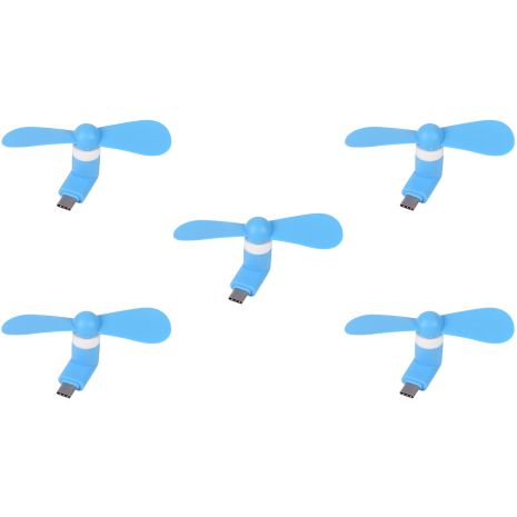 Мобильный вентилятор Type-C синий, от телефона, повербанка, ноутбука, комплект 5шт