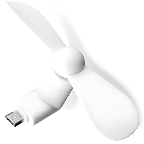 Белый мобильный вентилятор MicroUSB для телефона, повербанка, ноутбука Белый мобильный вентилятор MicroUSB для телефона, повербанка, ноутбука