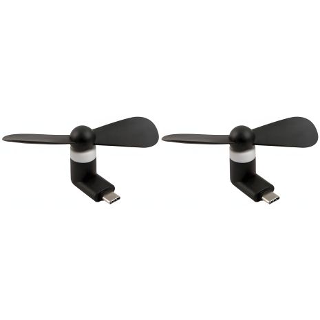 Комплект из 2 черных вентиляторов Type-C для ноутбуков и телефонов Комплект из 2 черных вентиляторов Type-C для ноутбуков и телефонов