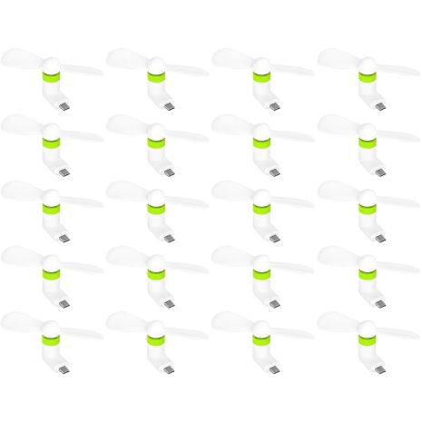 Мобильный вентилятор Type-C бело-зеленый, от телефона, повербанка, ноутбука, комплект 100шт