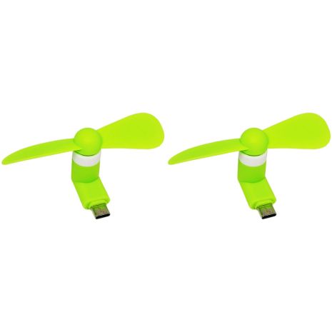 Мобильный вентилятор Type-C зеленый, от телефона, повербанка, ноутбука, комплект 2шт