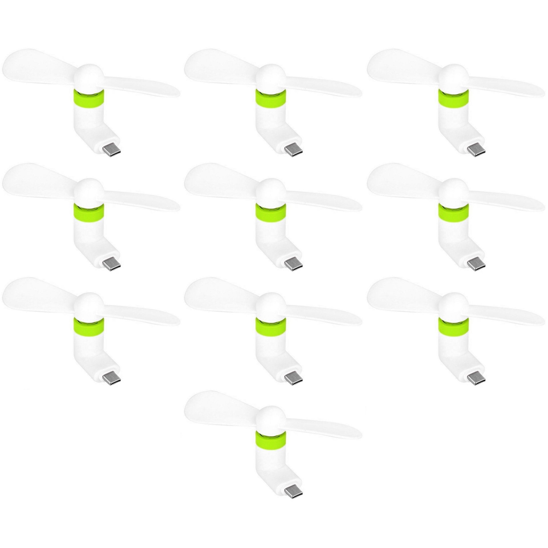 Мобильный вентилятор Type-C бело-зеленый, от телефона, повербанка, ноутбука, комплект 10шт Мобильный вентилятор Type-C бело-зеленый, от телефона, повербанка, ноутбука, комплект 10шт