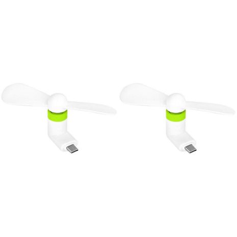 Мобильный вентилятор Type-C бело-зеленый, от телефона, повербанка, ноутбука, комплект 2шт