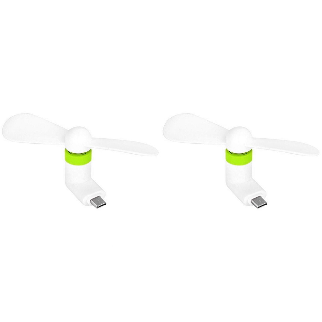 Мобильный вентилятор Type-C бело-зеленый, от телефона, повербанка, ноутбука, комплект 2шт Мобильный вентилятор Type-C бело-зеленый, от телефона, повербанка, ноутбука, комплект 2шт