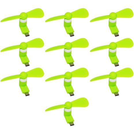 Мобильный вентилятор Type-C зеленый, от телефона, повербанка, ноутбука, комплект 10шт