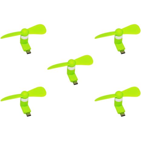 Мобильный вентилятор Type-C зеленый, от телефона, повербанка, ноутбука, комплект 5шт