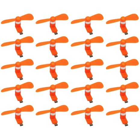 Мобильный вентилятор Type-C оранжевый, от телефона, повербанка, ноутбука, комплект 50шт