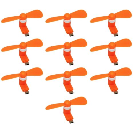 Мобильный вентилятор Type-C оранжевый, от телефона, повербанка, ноутбука, комплект 10шт