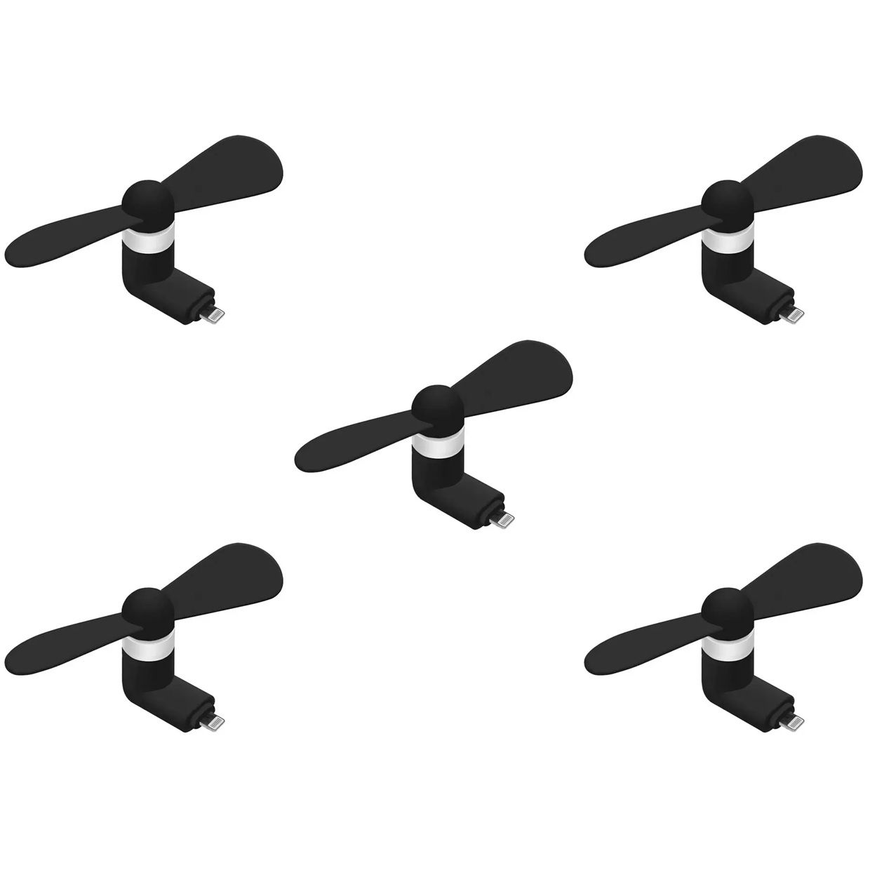 Мобільний вентилятор Lightning чорний, комплект 5шт Мобільний вентилятор Lightning чорний, комплект 5шт