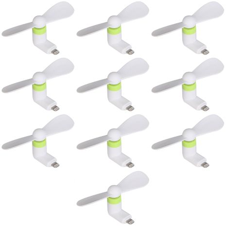 Мобильный вентилятор Lightning бело-зеленый, комплект 10шт