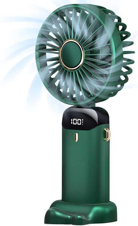 Ручной вентилятор N15 аккумуляторный 1800mAh с подставкой под телефон портативный type-c Green