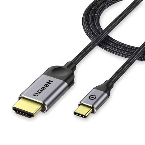 Кабель Qgeem, type-c на HDMI, 4K@60Hz, 1.5m, металлический, серый Кабель Qgeem, type-c на HDMI, 4K@60Hz, 1.5m, металлический, серый