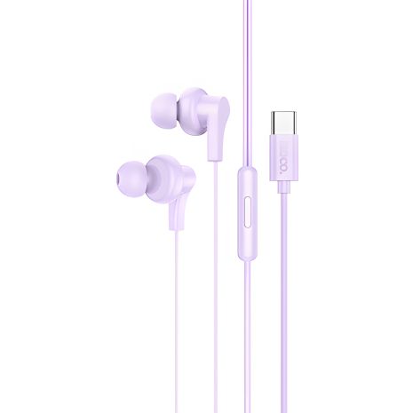 Вакуумные наушники Hoco M114 Type-C фиолетовые с микрофоном