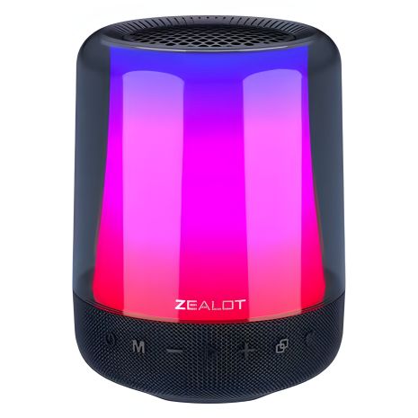 Bluetooth колонка портативная ZEALOT S66 с LED подсветкой черная Bluetooth колонка портативная ZEALOT S66 с LED подсветкой черная