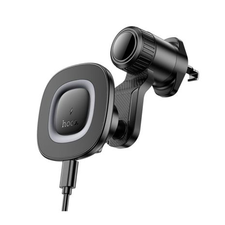 Магнітний автотримач Hoco HW30 з бездротовою зарядкою, 15W, black metal gray Магнітний автотримач Hoco HW30 з бездротовою зарядкою, 15W, black metal gray