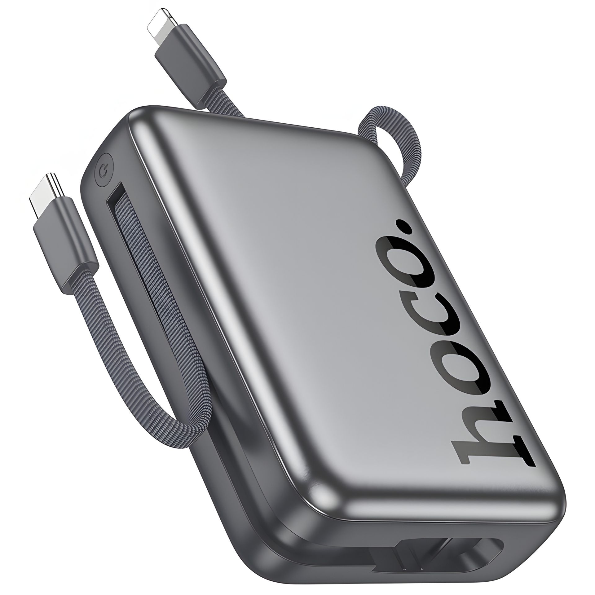 Повербанк Hoco Q39, 20000 mAh, 22.5W, PD 20W, кабель 2в1 Type-C and Lightning, metal grey Повербанк Hoco Q39, 20000 mAh, 22.5W, PD 20W, кабель 2в1 Type-C and Lightning, metal grey
