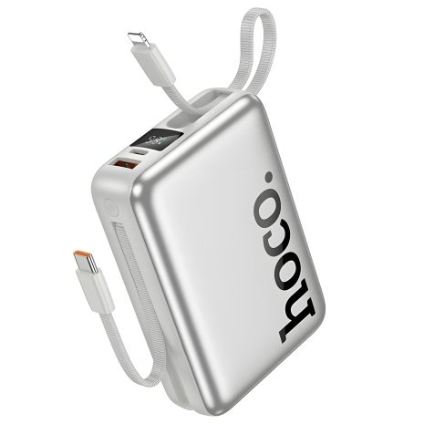 Hoco Q39 Powerbank 20000mAh 22.5W + PD 20W + cable 2-in-1 Type-C/Lightning Silver Hoco Q39 Powerbank 20000mAh 22.5W + PD 20W + cable 2-in-1 Type-C/Lightning Silver