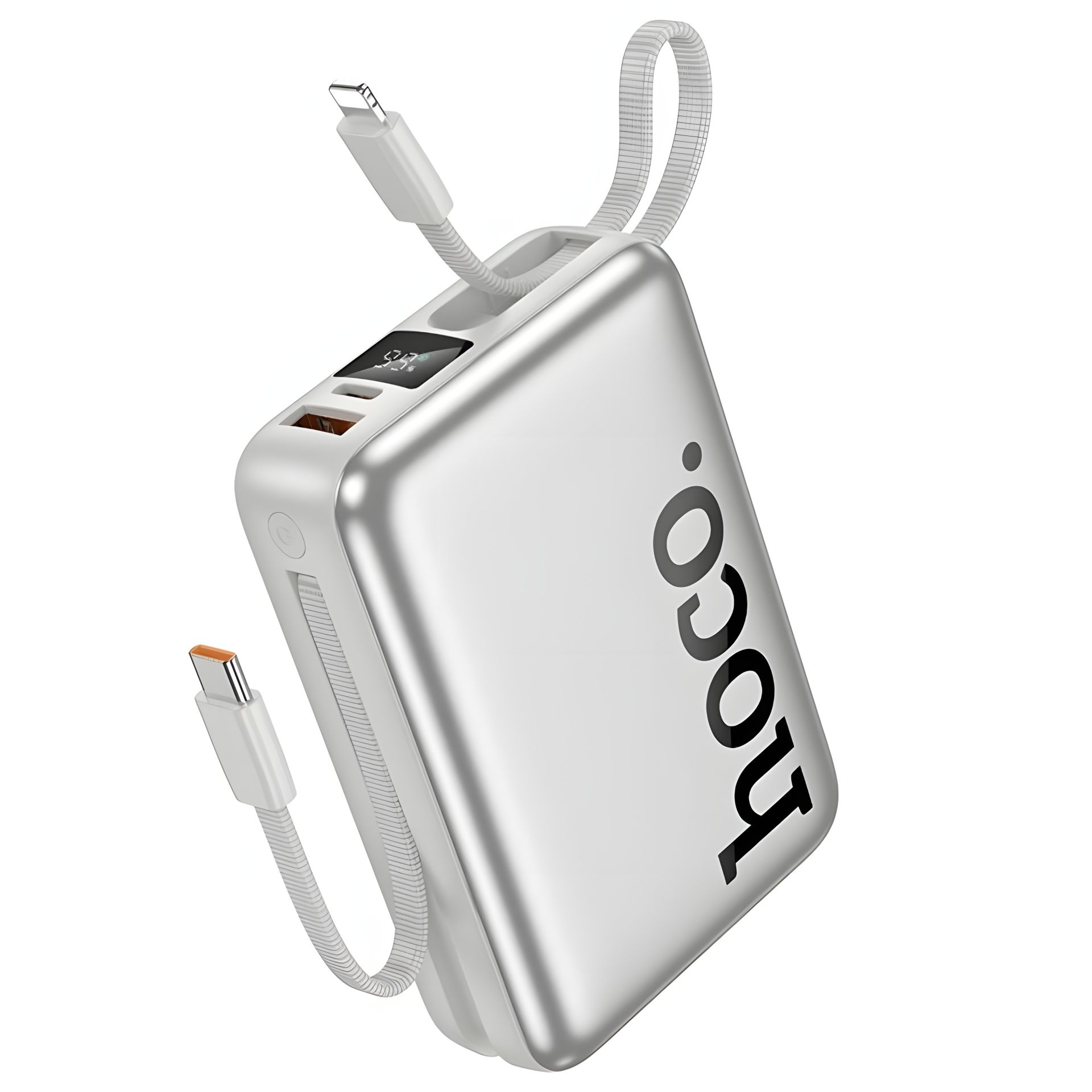 Hoco Q39 Powerbank 20000mAh 22.5W + PD 20W + cable 2-in-1 Type-C/Lightning Silver Hoco Q39 Powerbank 20000mAh 22.5W + PD 20W + cable 2-in-1 Type-C/Lightning Silver