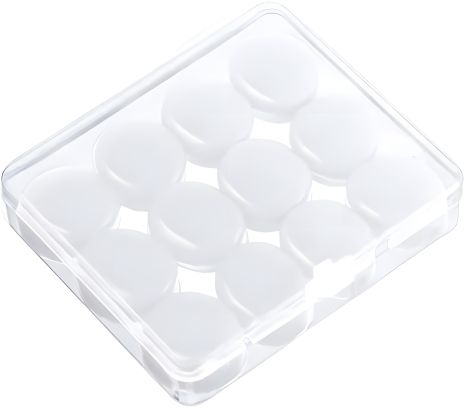 Комплект мягких силиконовых беруш BSCW12C (12 шт., форма принимающая), белые, в кейсе