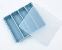 Прямоугольная силиконовая форма для льда IF002B с крышкой, синяя