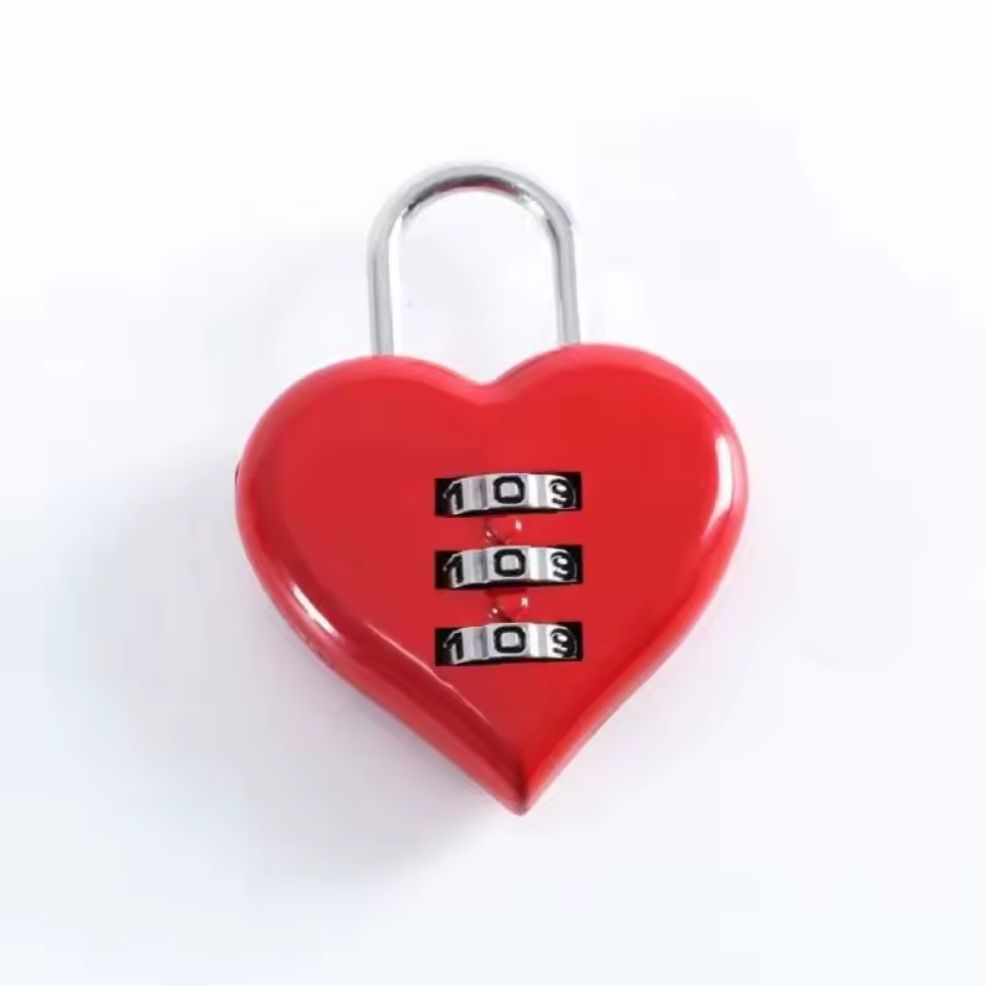 Міні-замок кодовий ML011MRH у вигляді серця, 3 цифри, червоний Міні-замок кодовий ML011MRH у вигляді серця, 3 цифри, червоний