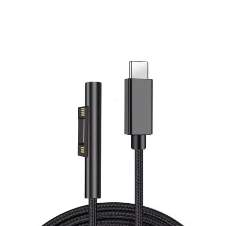 Кабель-Адаптер Type-C (M) To Microsoft Surface - PD 15V 3A - For Surface Pro 3/4/5/6/7/8 - Go 1/2/3 - Laptop 1/2/3/4 - 2m - Black Кабель-Адаптер Type-C (M) To Microsoft Surface - PD 15V 3A - For Surface Pro 3/4/5/6/7/8 - Go 1/2/3 - Laptop 1/2/3/4 - 2m - Black