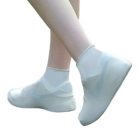 Силіконові водонепроникні вуличні бахіли для захисту взуття від бруду та вологи (L - 40-46) white