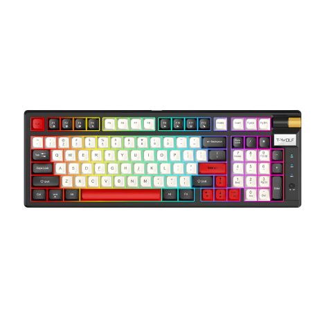 Беспроводная игровая клавиатура T-Wolf T70 LED Red Switch (TypeC+2.4ghz+BT) Черный/Красный