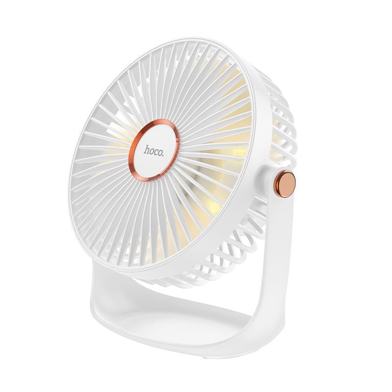 Вентилятор HOCO DF12, Cool Desktop Fan with Light, 5 speed, Abbient Light, 2400mAh, 10h, white Вентилятор HOCO DF12, Cool Desktop Fan with Light, 5 speed, Abbient Light, 2400mAh, 10h, white