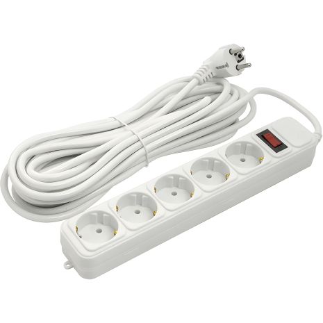 Фильтр сетевой PowerPlant 10 м, 3x1.5мм2, 10А, 5 розеток, евростандарт (JY-1056/10)