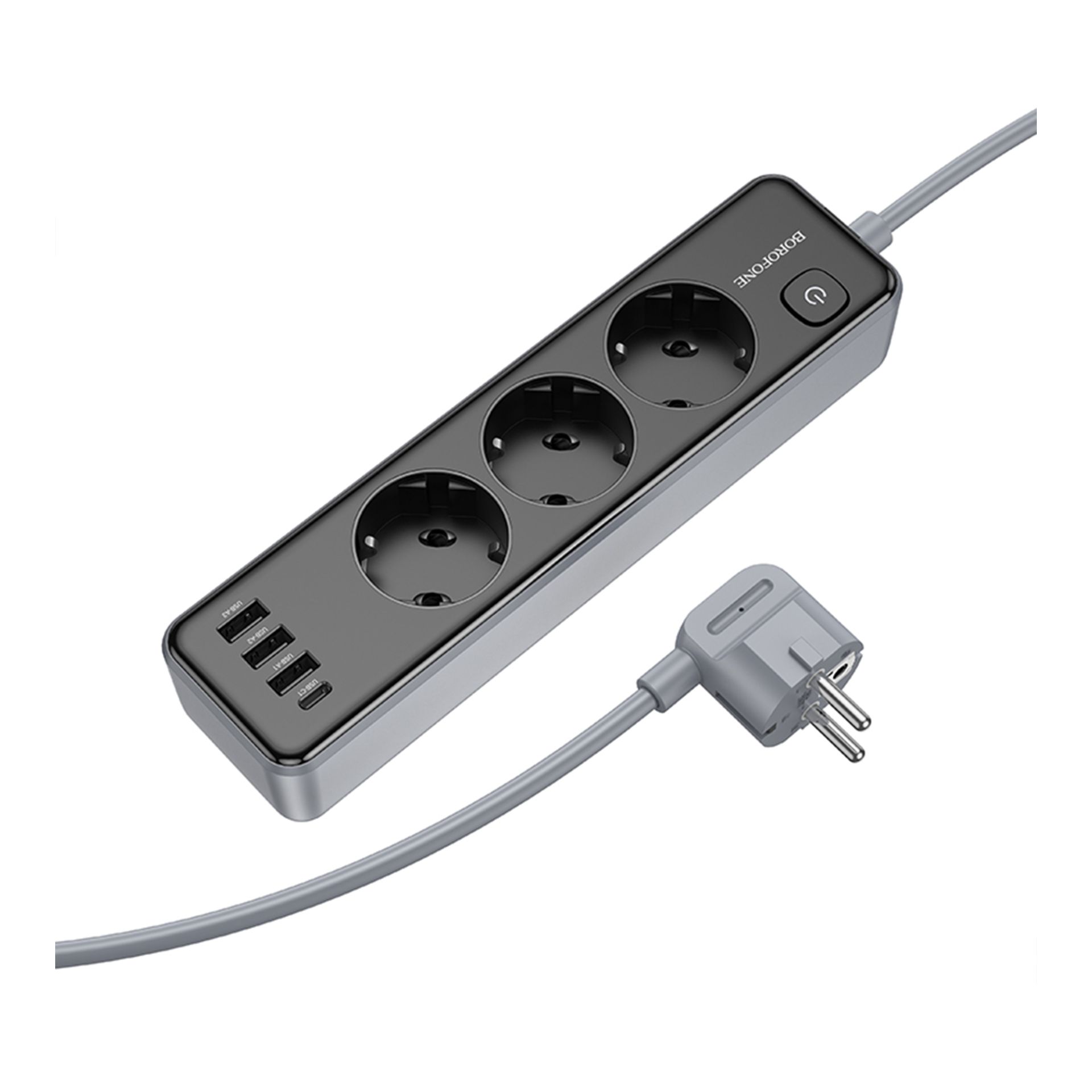 Сетевой удлинитель Borofone BAC8 (1C3A) Черный (EU) 2м Сетевой удлинитель Borofone BAC8 (1C3A) Черный (EU) 2м
