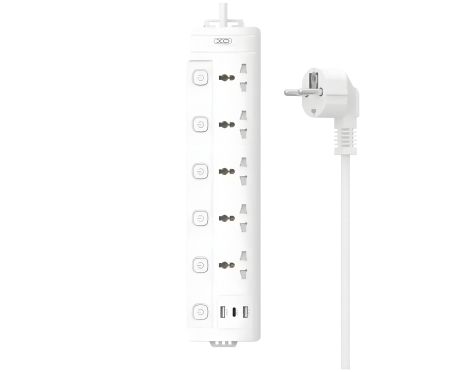 Сетевой удлинитель XO WL19 5AC+USB-A+1USB-C Белый 2m Сетевой удлинитель XO WL19 5AC+USB-A+1USB-C Белый 2m