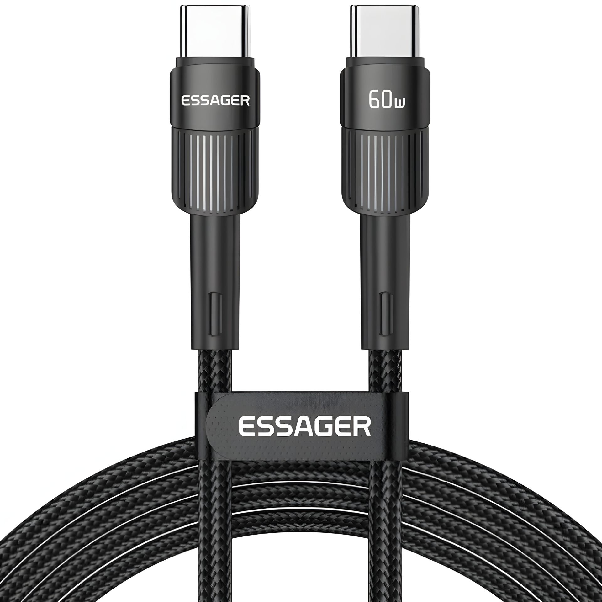 Кабель Essager, 60W, Type-C, PD (2m, Braided Black) Кабель Essager, 60W, Type-C, PD (2m, Braided Black)