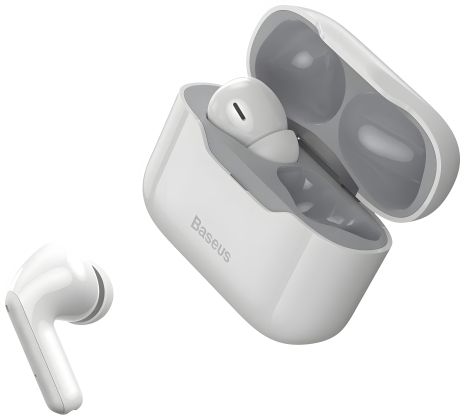 Бездротові навушники BASEUS SIMU ANC True Wireless Earphone S1, BT5.1, 40mAh, 380mAh, 4.5h, 24h, (NGS1-02) білі Бездротові навушники BASEUS SIMU ANC True Wireless Earphone S1, BT5.1, 40mAh, 380mAh, 4.5h, 24h, (NGS1-02) білі