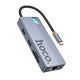 Hoco HB52 USB хаб Type-C 8-в-1, HDTV, RJ45 100 Mbps, SD, TF, PD, Type-C 3.0, 2 USB 3.0, сірий Hoco HB52 USB хаб Type-C 8-в-1, HDTV, RJ45 100 Mbps, SD, TF, PD, Type-C 3.0, 2 USB 3.0, сірий