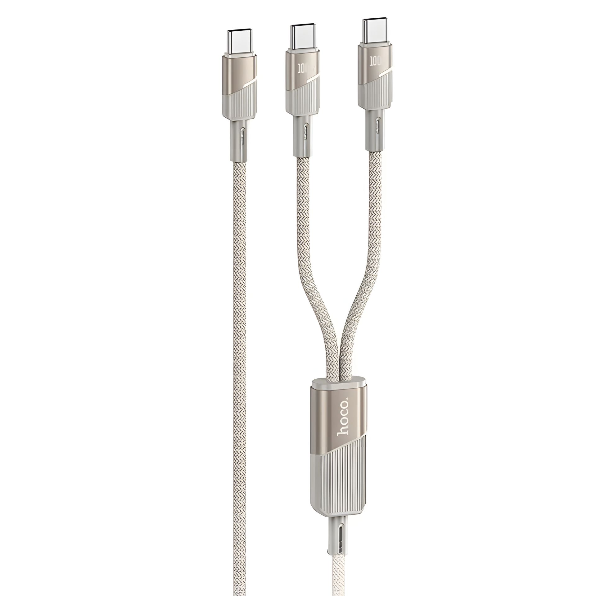 Кабель Hoco U139 2-в-1 Type-C к Type-C/Type-C PD 100W 1.2m золотой Кабель Hoco U139 2-в-1 Type-C к Type-C/Type-C PD 100W 1.2m золотой