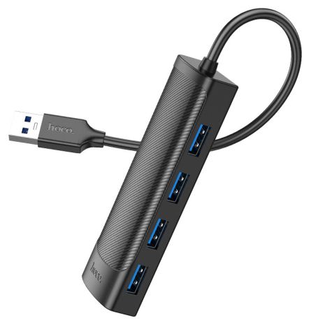 HOCO HUB конвертер HB41 USB2.0 черный (USB к USB 2.0*4/0.2m)