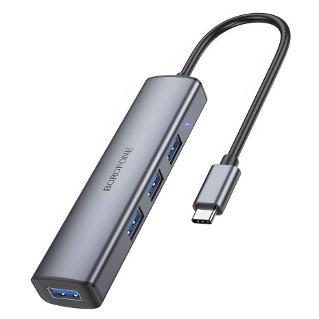 USB-хаб Borofone DH12 4-в-1 Type-C к USB3.0*4 серый (L=0.2M) USB-хаб Borofone DH12 4-в-1 Type-C к USB3.0*4 серый (L=0.2M)
