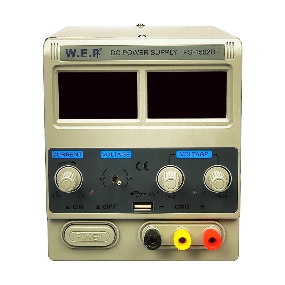 Лабораторный блок питания WEP PS-1502D+ с USB, 15V 2A, цифровой индикацией Лабораторный блок питания WEP PS-1502D+ с USB, 15V 2A, цифровой индикацией