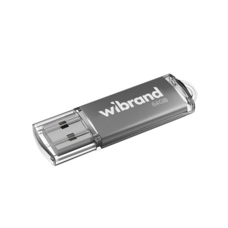 Серебристый USB 2.0 Wibrand 64Gb Cougar Флеш-накопитель