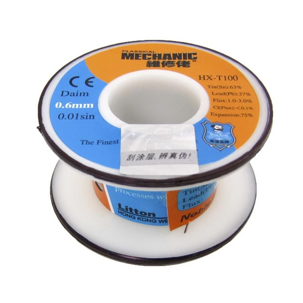 Припой HX-T100 Mechanic 0,6 мм, 55 гр, Sn 63%, Pb 37% Припой HX-T100 Mechanic 0,6 мм, 55 гр, Sn 63%, Pb 37%